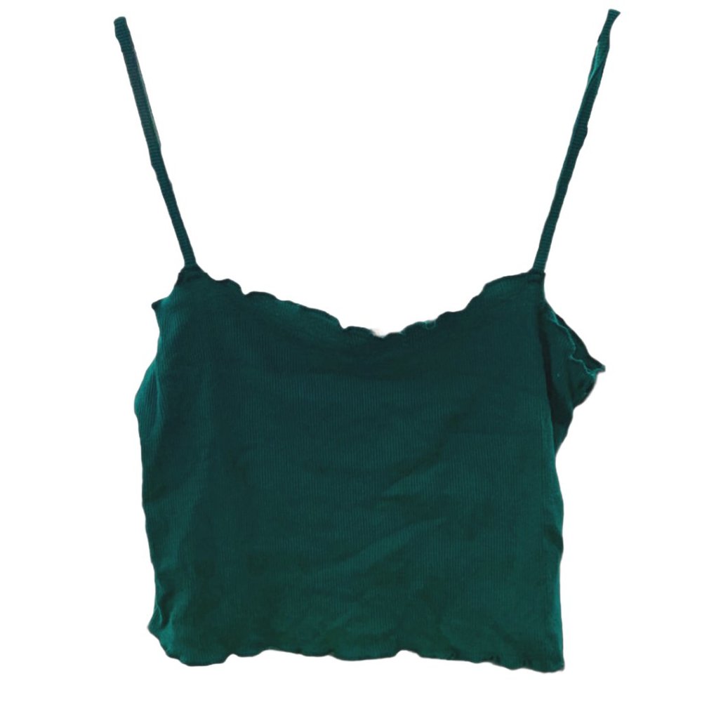 Topshop Green Ribbed Tank Top Size Small
